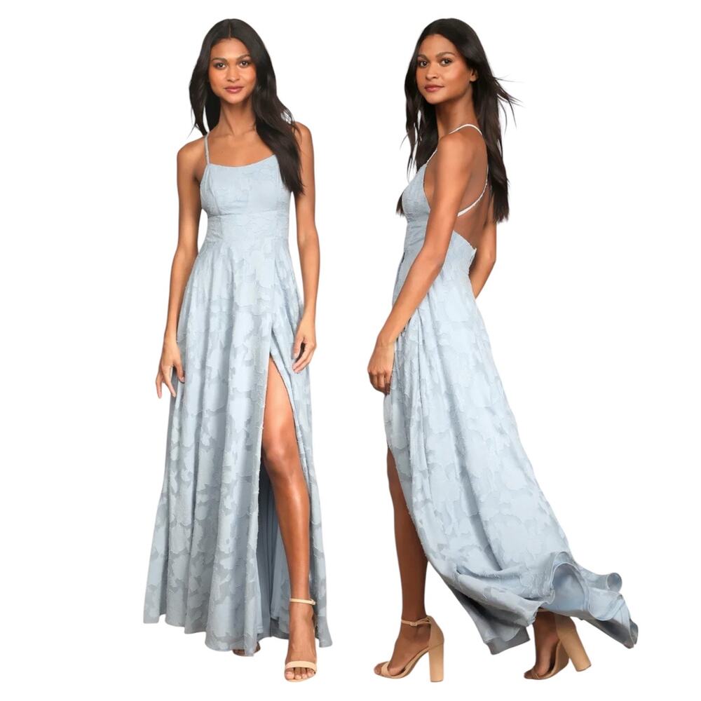 Lulu's Light Blue Prom Dress - Picture 1 of 8
